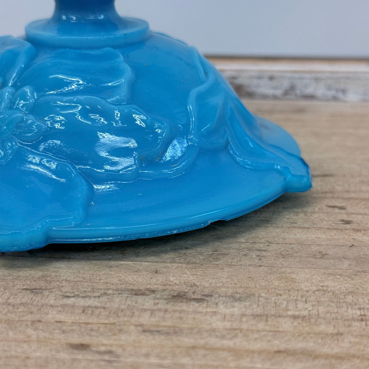 Blue Opal Glass Floral Jar Antique 1880s–1890s
