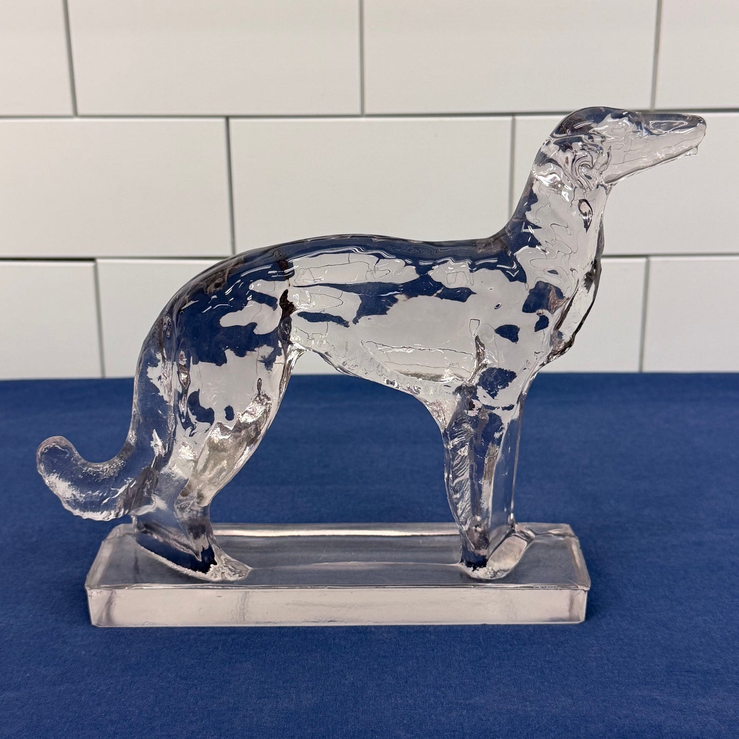 Viking Glass Borzoi Wolfhound Figurine Art Glass Dog Statue