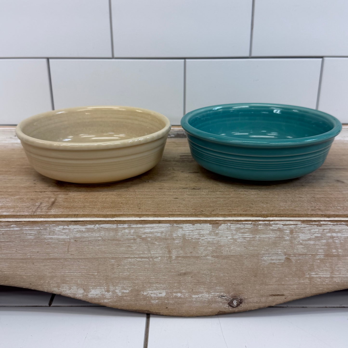 Fiesta Ivory & Turquoise Bowls Set of 2 HLC USA