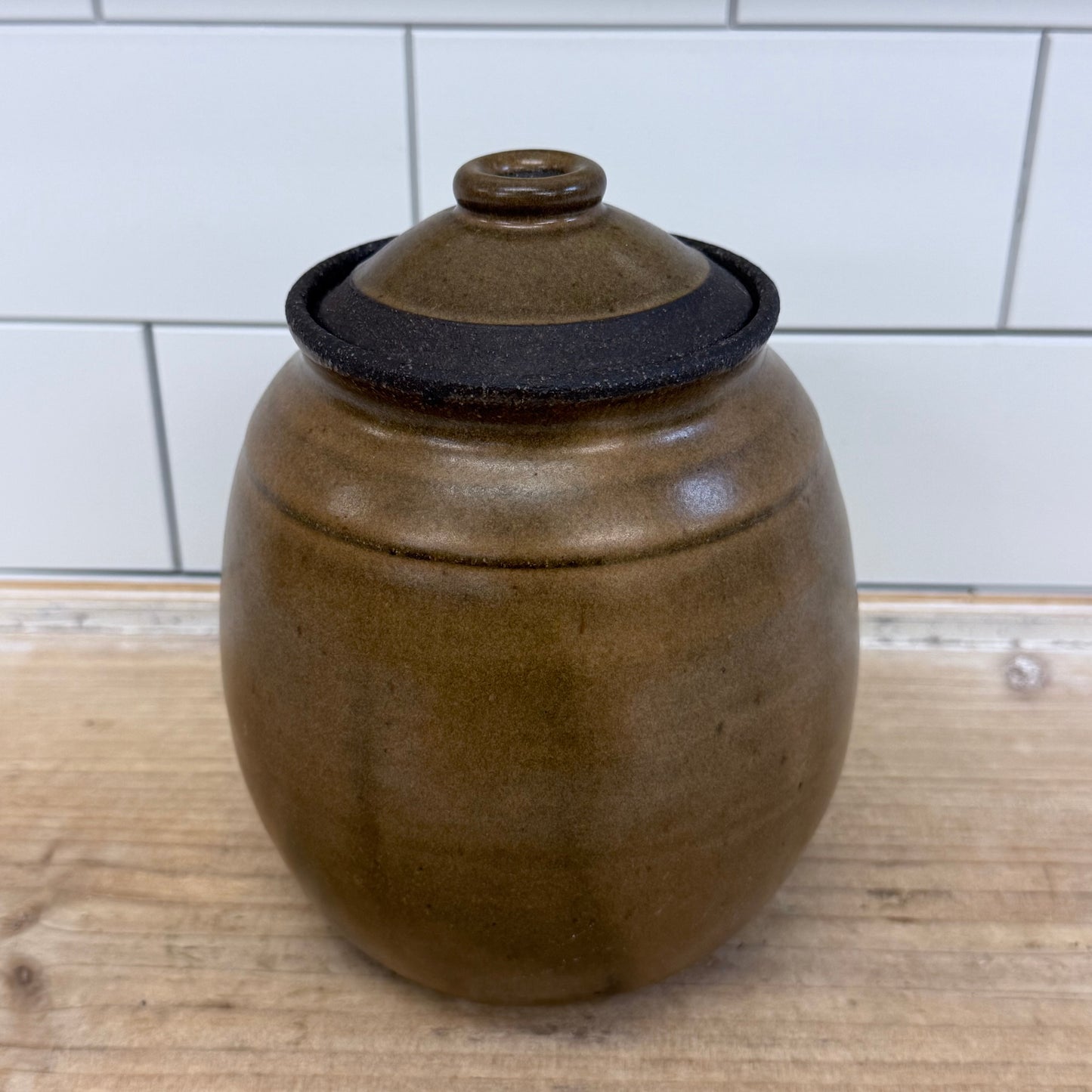 Studio Art Pottery Stoneware Lidded Jar Handmade Signed