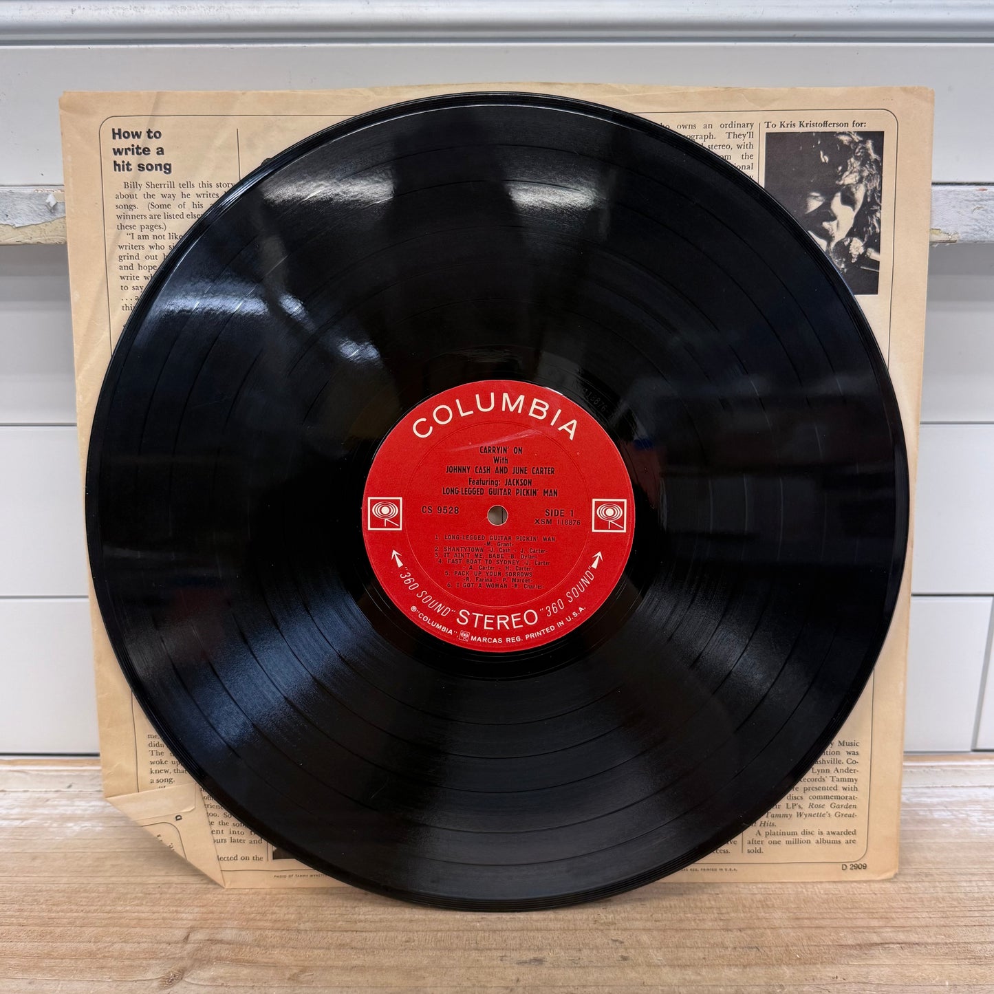 Carryin’ On Johnny Cash & June Carter Vinyl Record LP 1967 #CS 9528