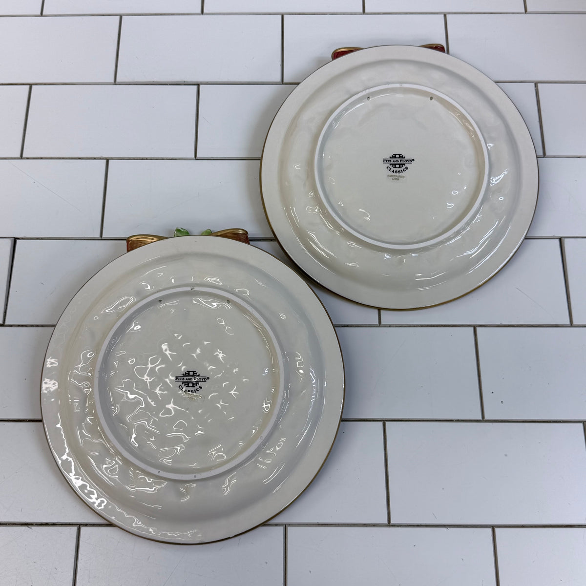 Fitz and Floyd Christmas Wreath Canapé Plates Set of 2