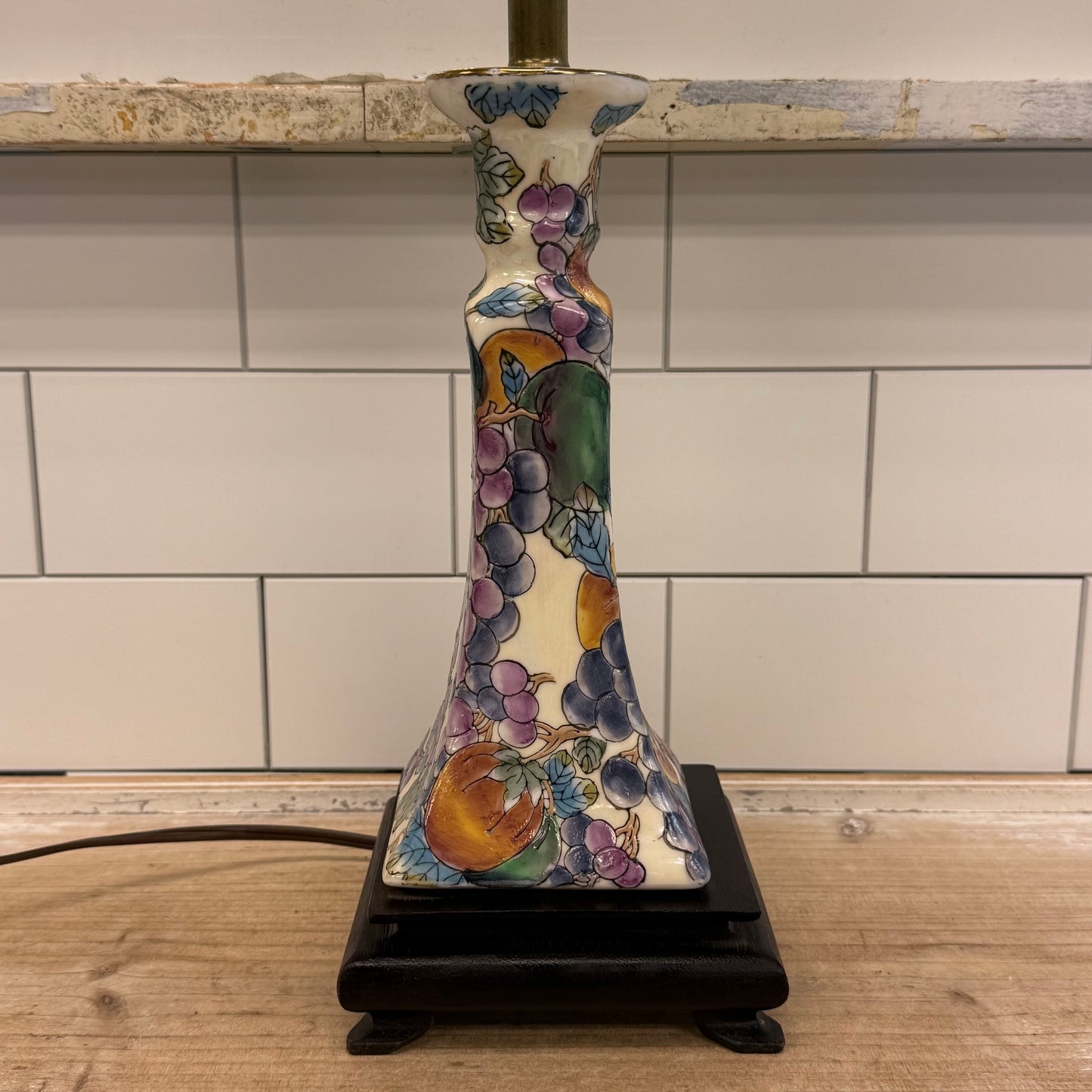 Chinoiserie Style Ceramic Table Lamp Fruit Motif