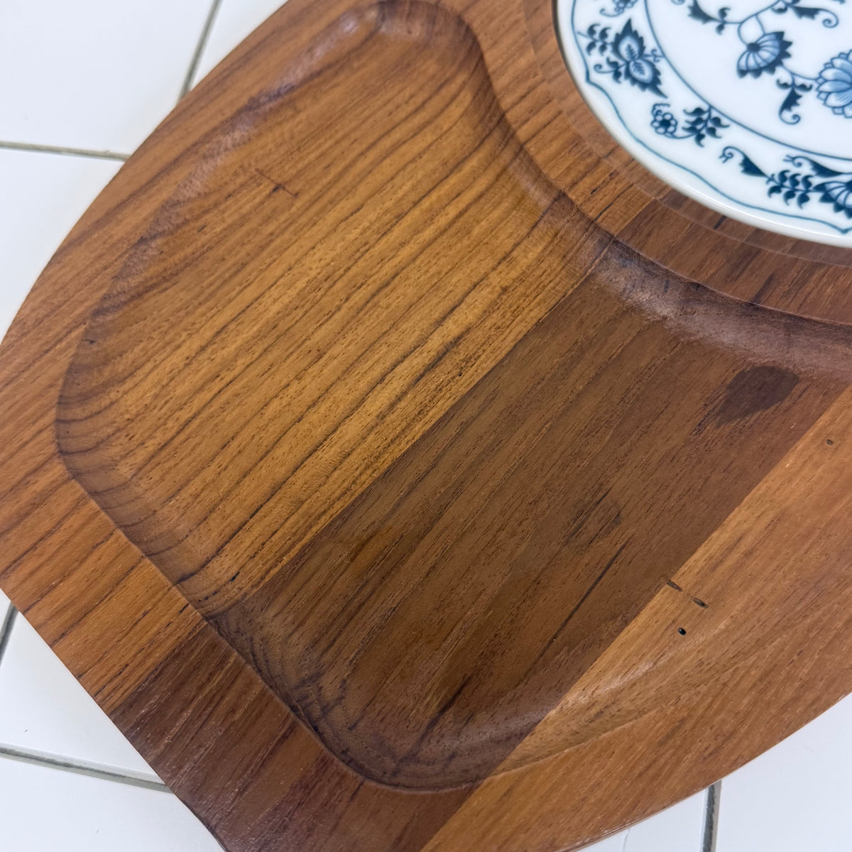 Dolphin Teak Cheese Board Glass Cloche Blue Danube