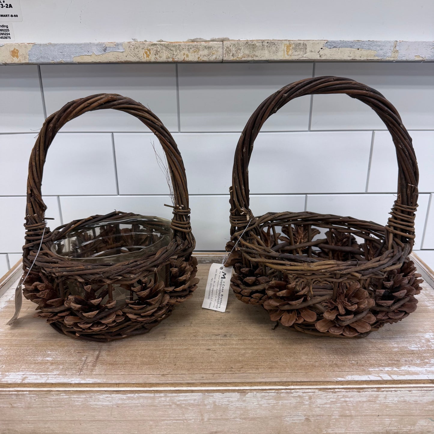 McCann Brothers Rustic Woven Pine Cone Basket