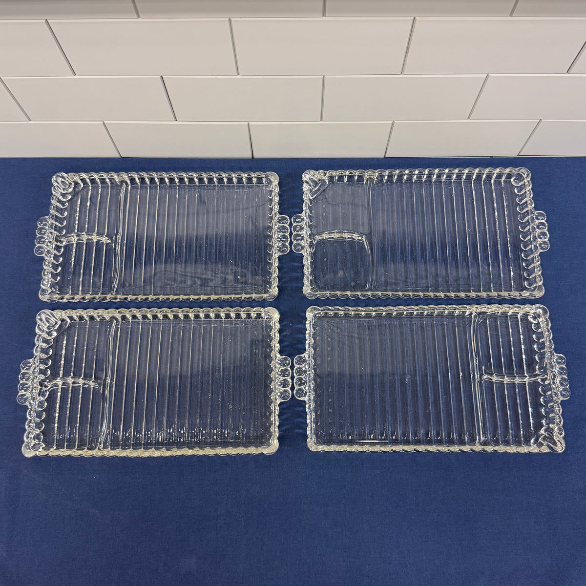 Hazel Atlas Ball & Rib Divided Snack Trays Set of 4