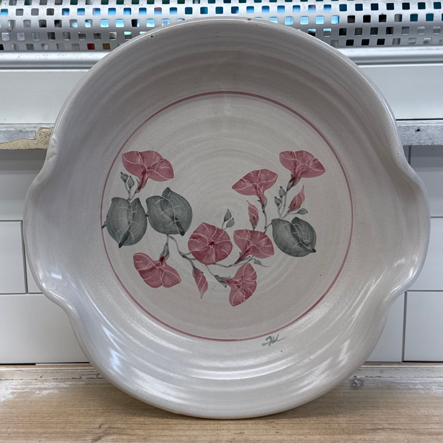 Studio Pottery Bowl &  Pie Dish Set Signed