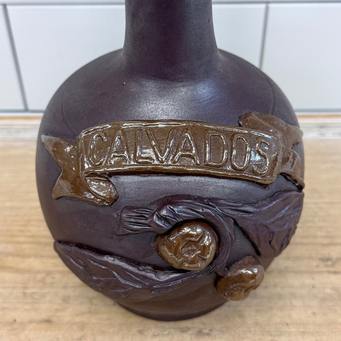 French Calvados Apple Brandy Ceramic Jug France 1960s-70s