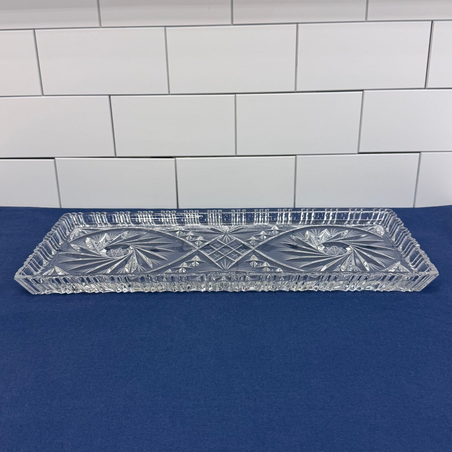 Pinwheel Hobstar Cut Crystal Serving Tray