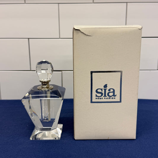 Sia Home Fashion Crystal Perfume Bottle France 1980s Vanity Decor Glass