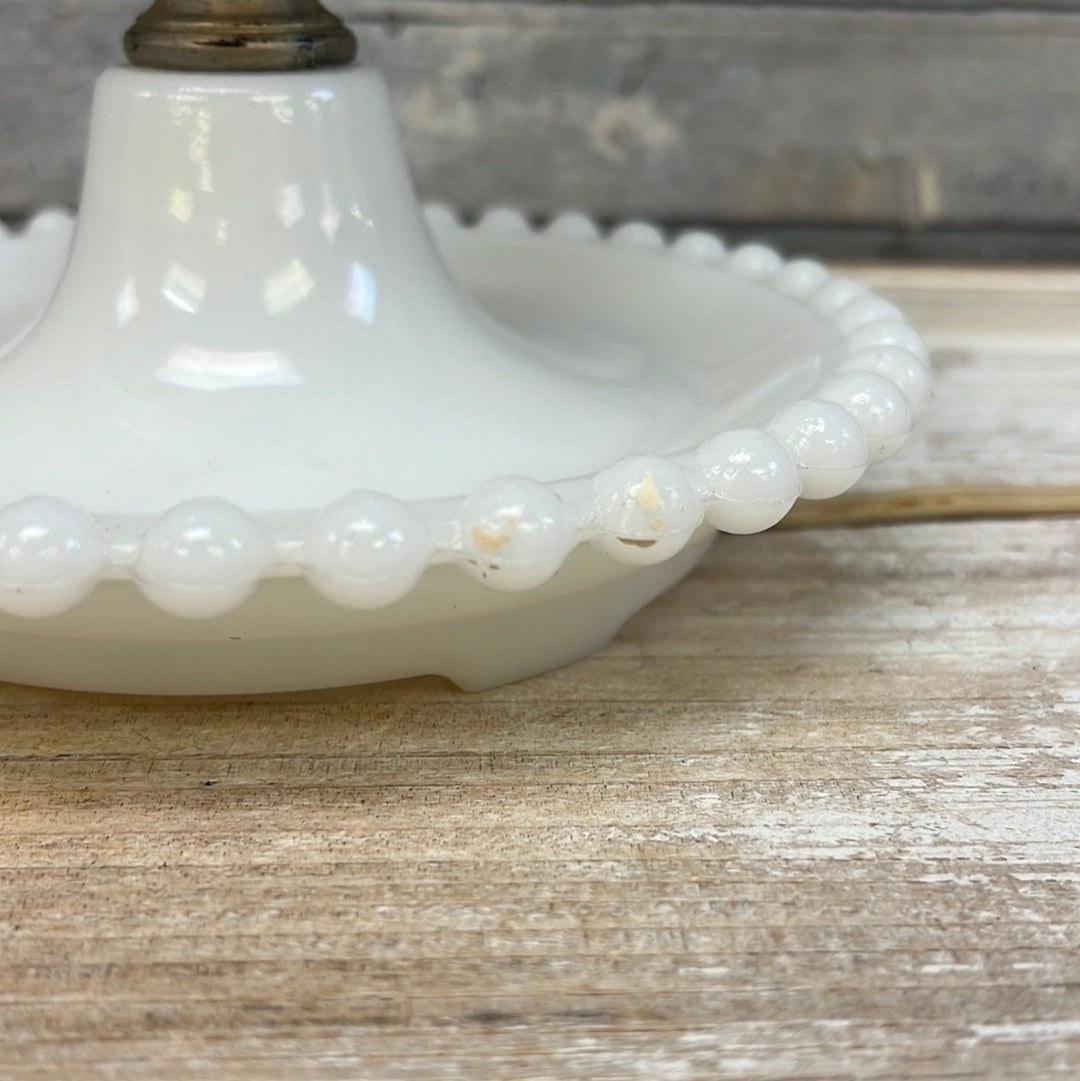 Vintage Hobnail Milk Glass Electric Table Lamp