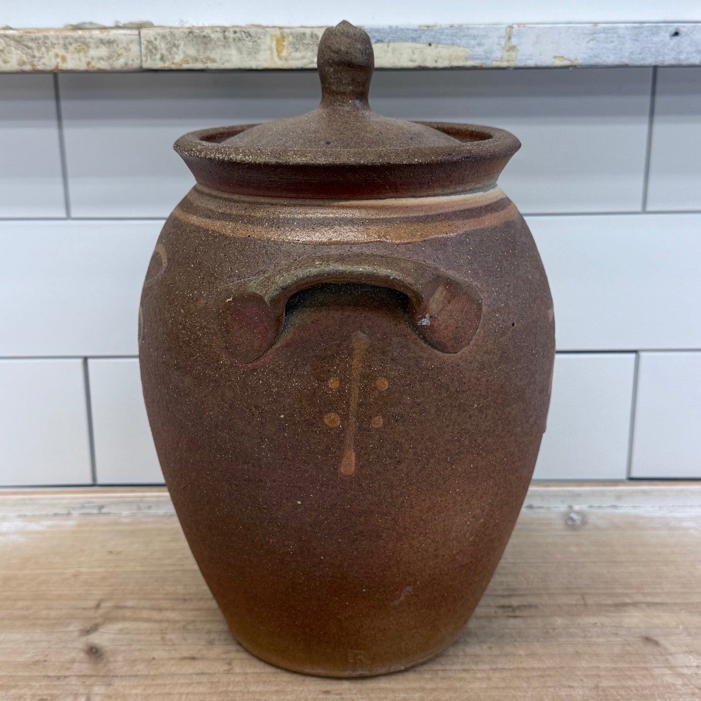 Studio Art Pottery Salt Glazed Stoneware Lidded Pot