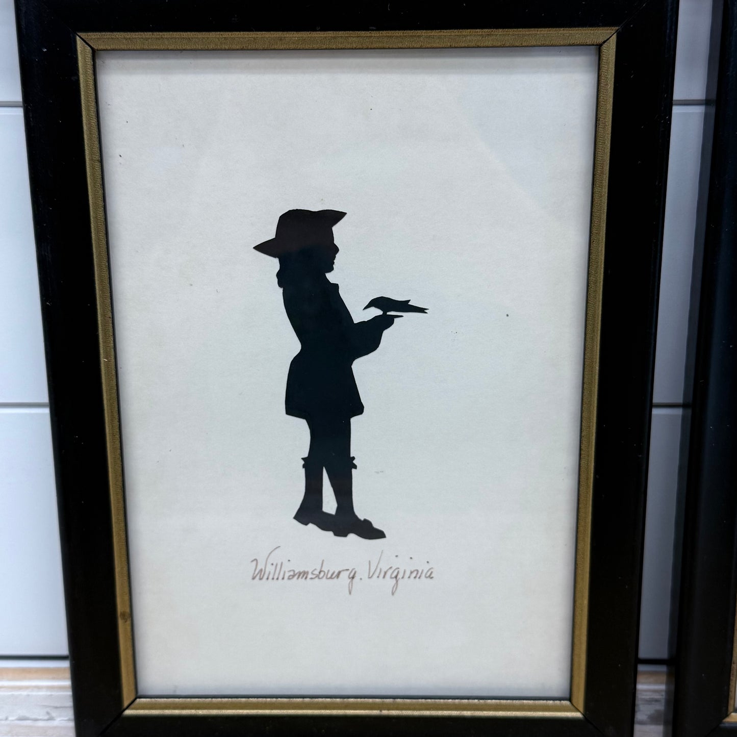 Vintage Williamsburg Virginia Silhouette Art Boy Girl Set
