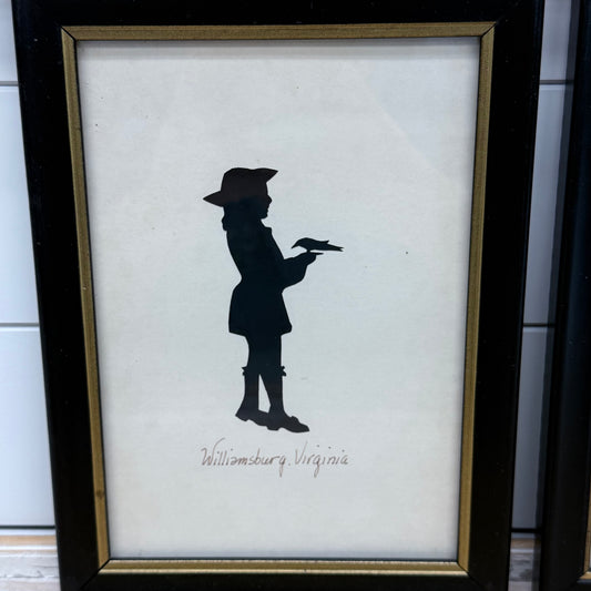Vintage Williamsburg Virginia Silhouette Art Boy Girl Set