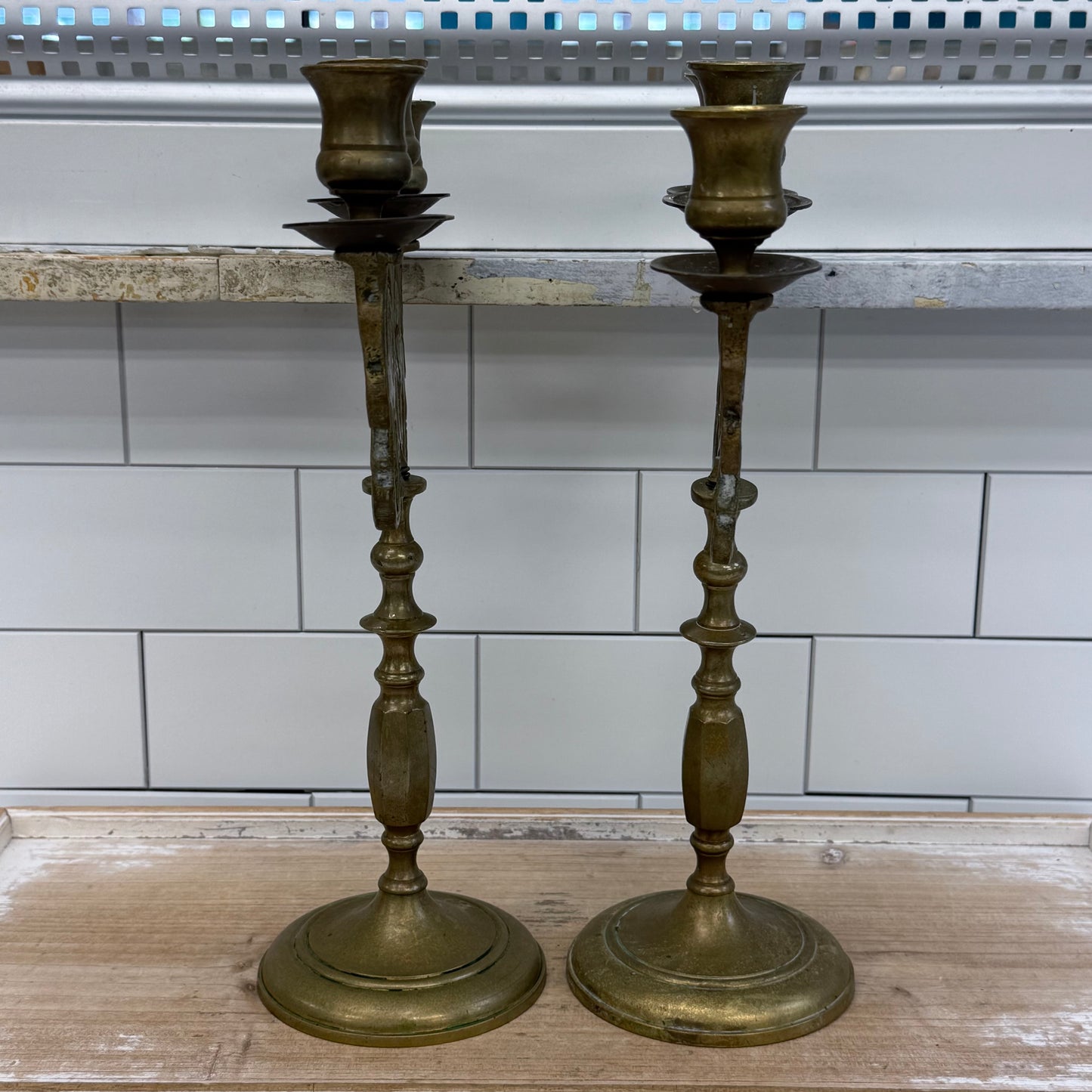 Lion of Judah candelabra Brass Three Light Set of 2