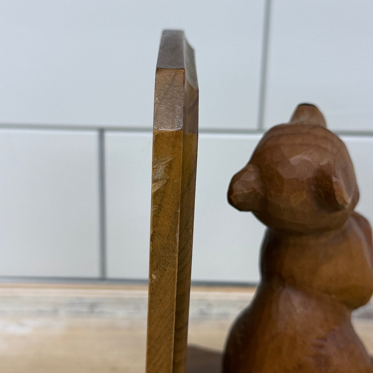 Carved Wood Bear Bookends Rustic Lodge Folk Art Pair