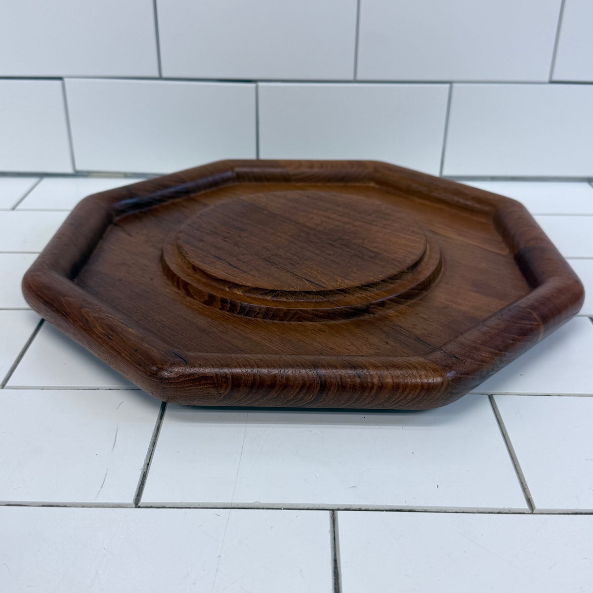 Goodwood Teak Cheese Board Glass Dome Cloche Serving Platter