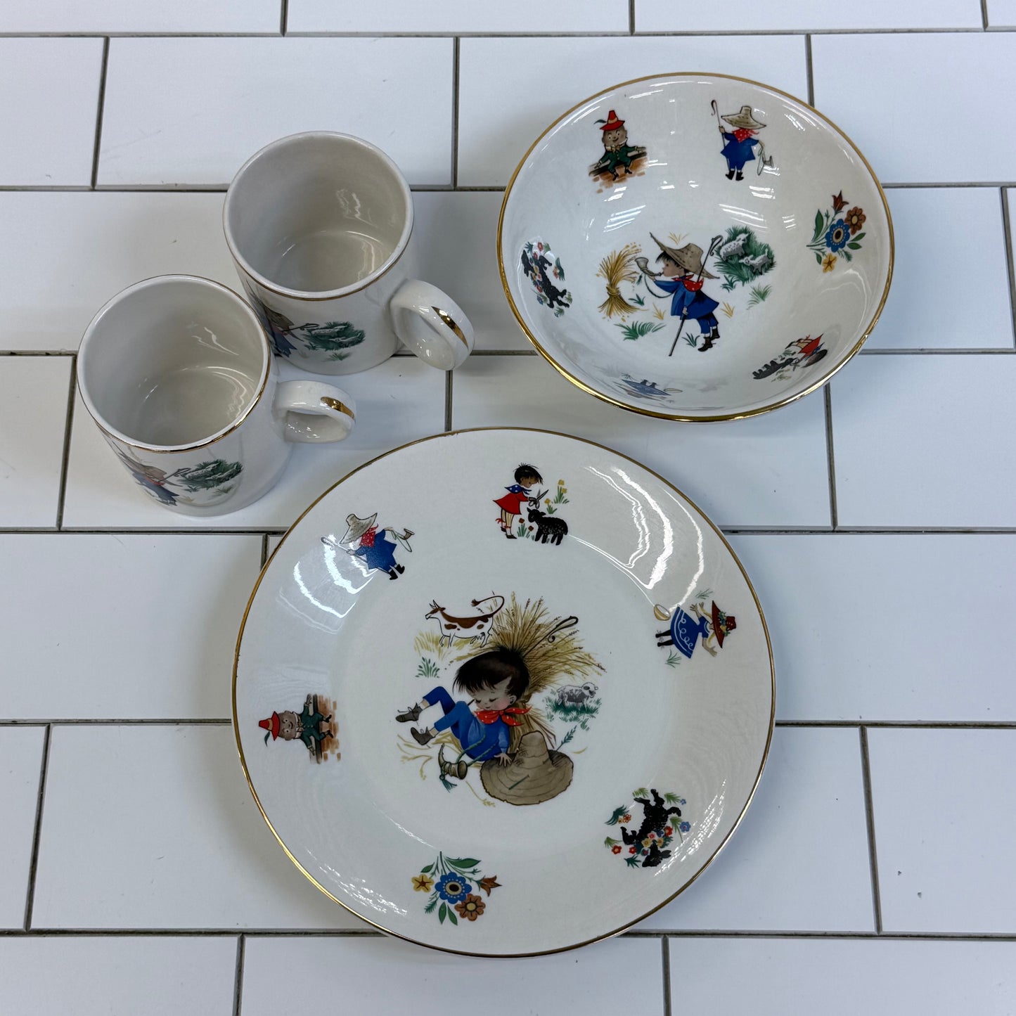 Arklow Little Boy Blue Child’s Dinnerware Set Ireland 1960s