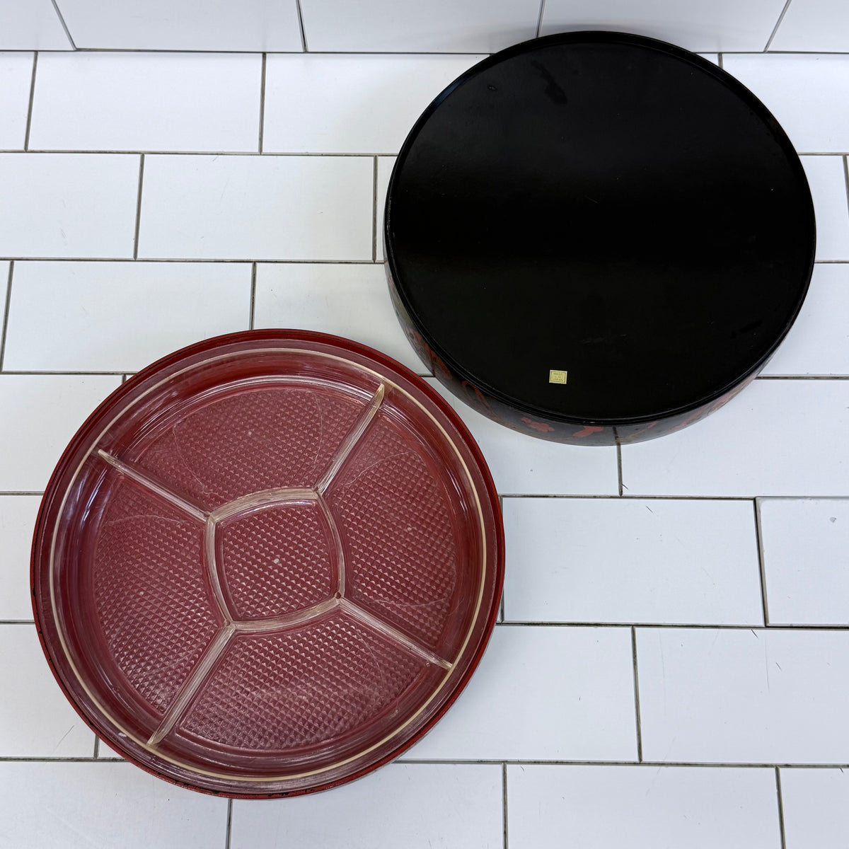 Japanese Lacquer-Style Stacking Serving Set Plates & Trays