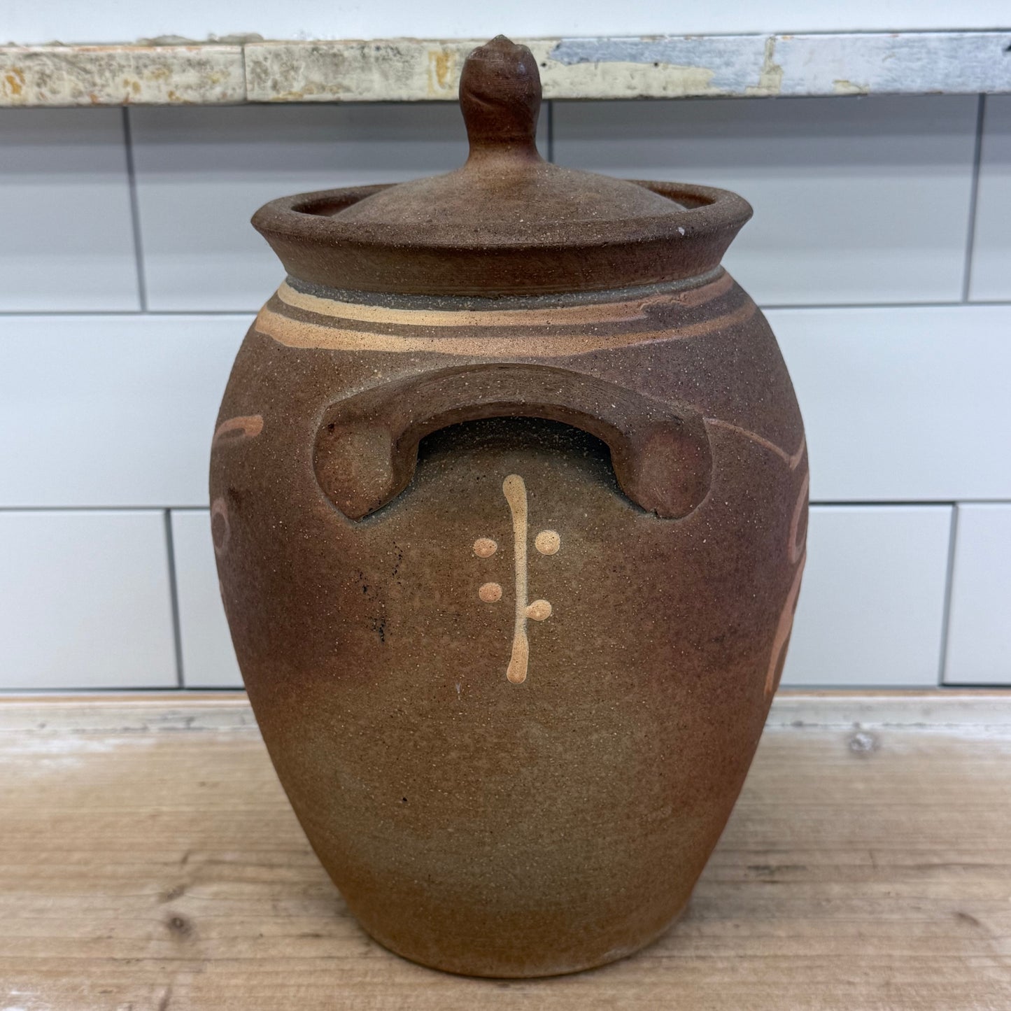 Studio Art Pottery Salt Glazed Stoneware Lidded Pot