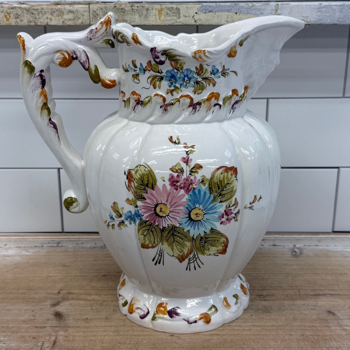 Floral Ceramic Pitcher & Wash Basin Set