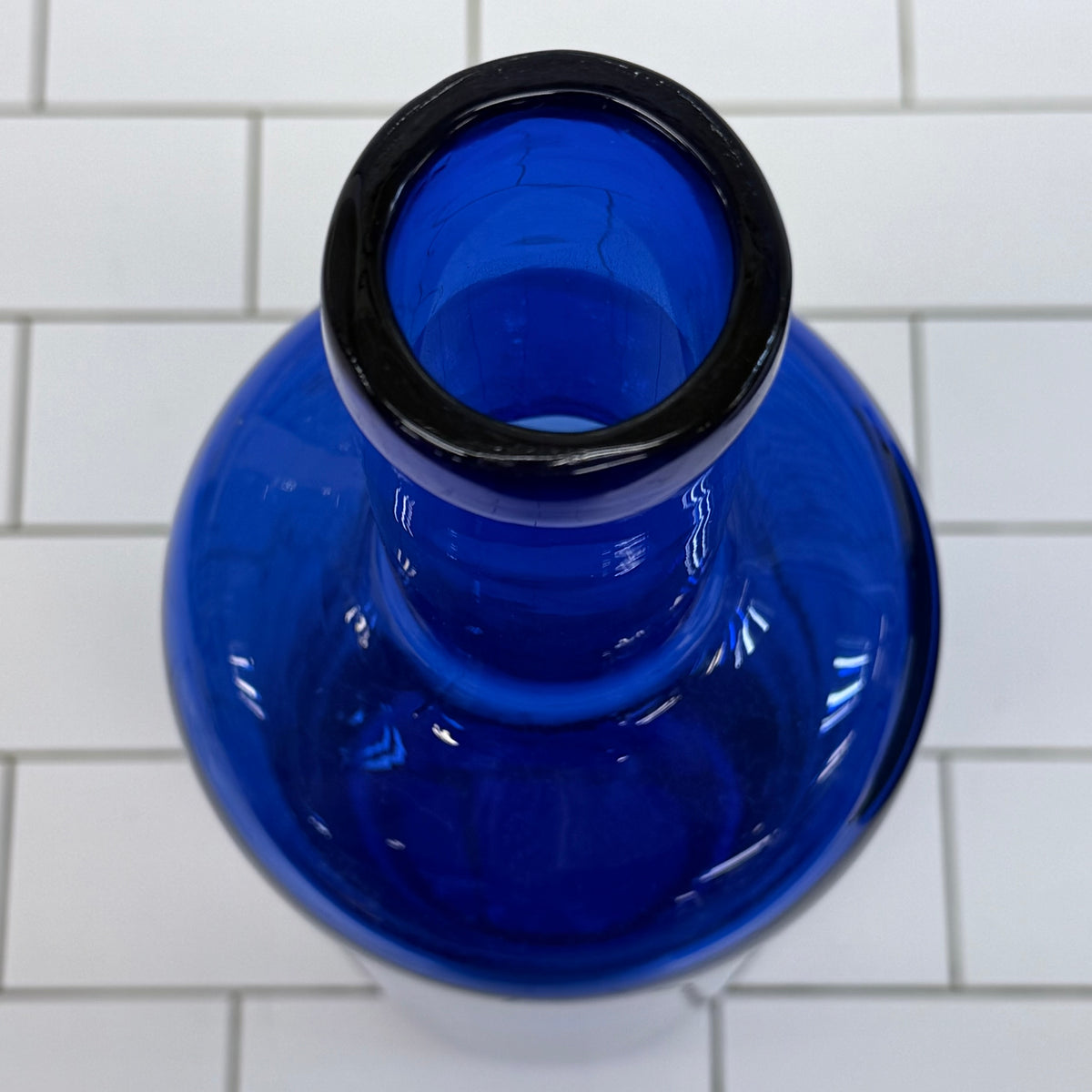 Blue Art Glass Centerpiece Bottle Vase