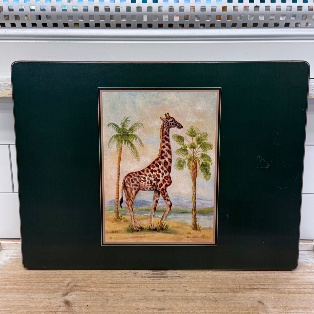 Lady Clare African Animal Green Felt Backed Placemats Set of 4