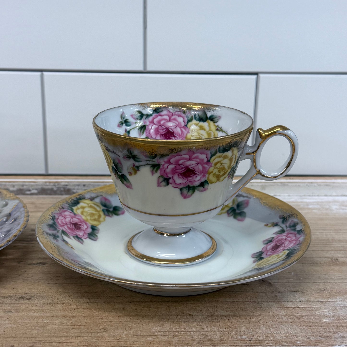 Bone China Teacup & Saucer Lot of 4 Vintage c.1950s-1970s