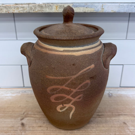 Studio Art Pottery Salt Glazed Stoneware Lidded Pot