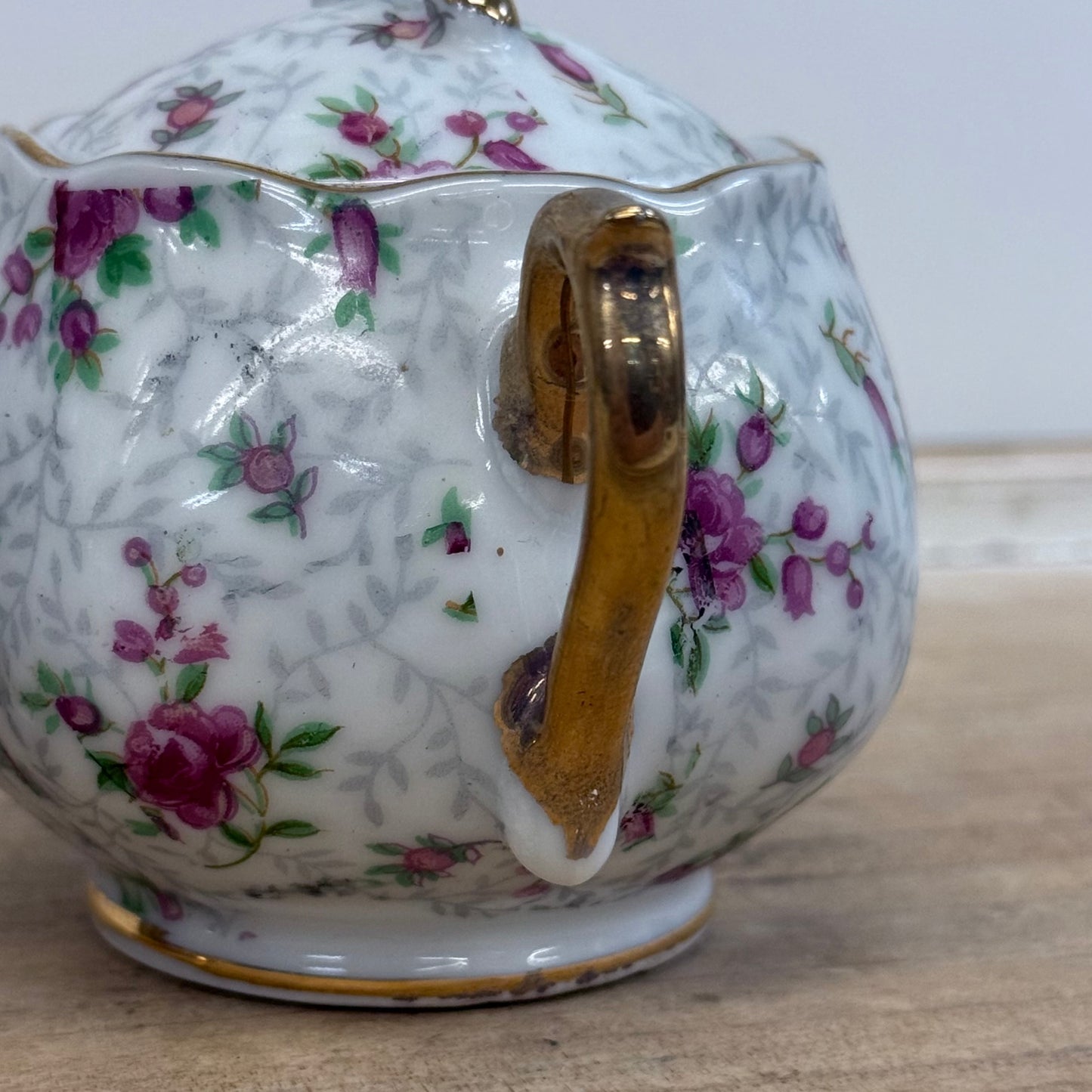 INARCO Rose Chintz Creamer & Sugar Bowl Set 1960s