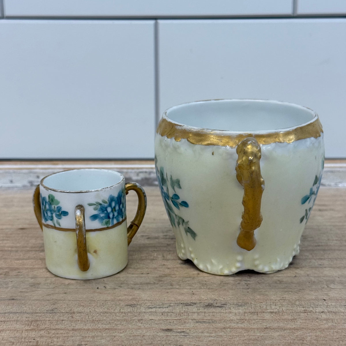 Jean Pouyat Limoges Teacup & Loving Cup Antique c.1900