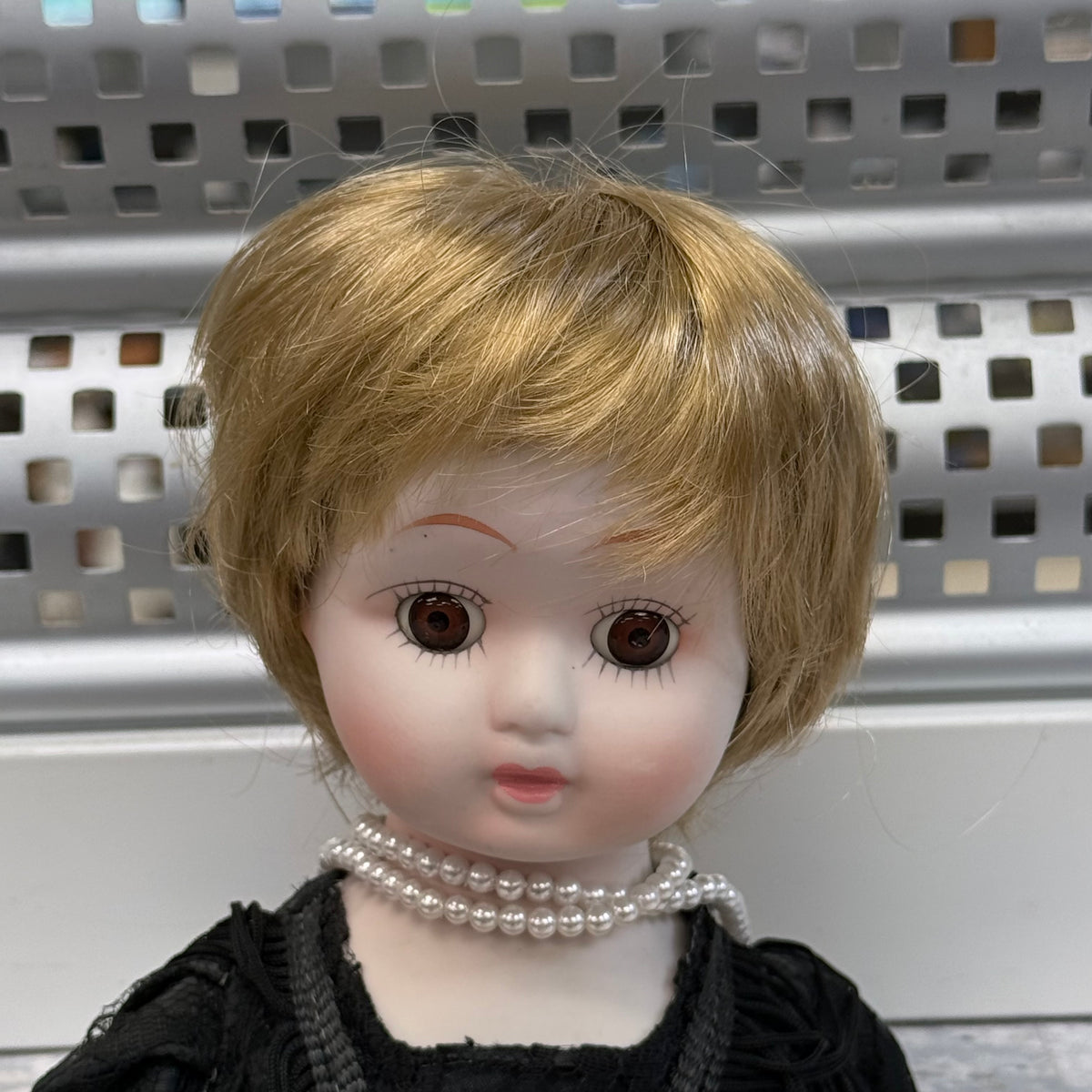 Porcelain Flapper Lady Doll Black Lace Dress