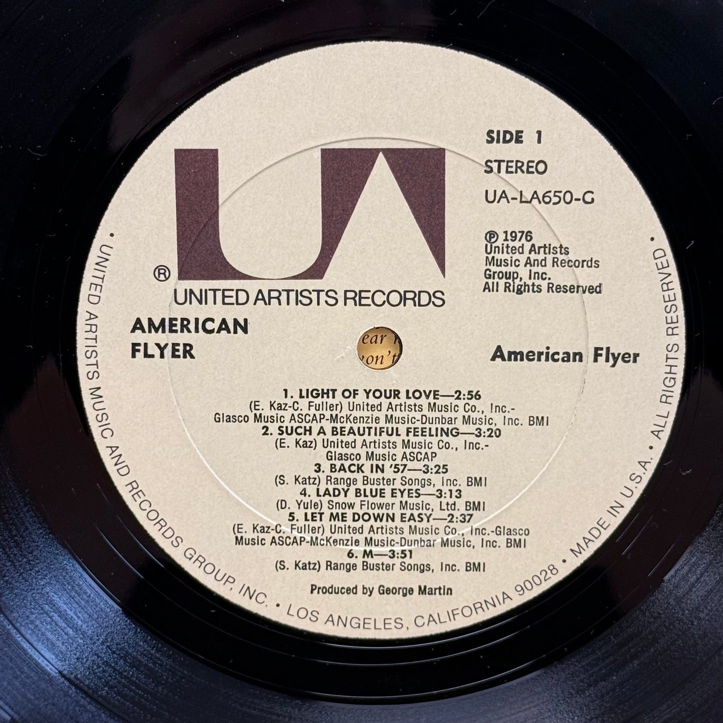 American Flyer Self Titled Vinyl LP 1976 United Artists #UA-LA650-G