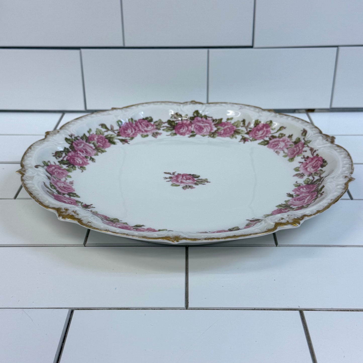 GDA Limoges Serving Dish Rose Gilt Porcelain Platter Antique c.1900