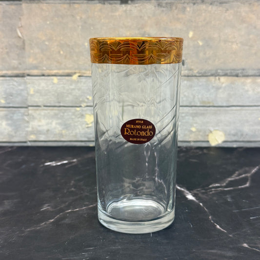 Murano Rotondo Etched Gold Drinking Glasses, Set of 5