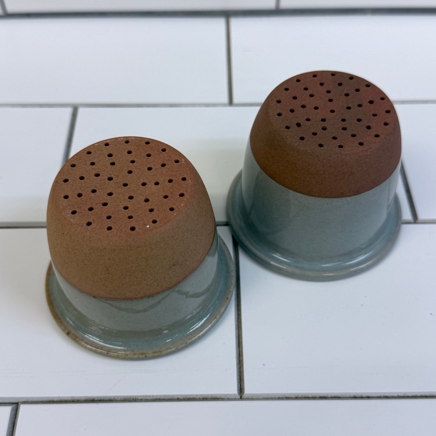 Chinese Celadon Glaze Stoneware Tea Cup & Infuser Set of 2
