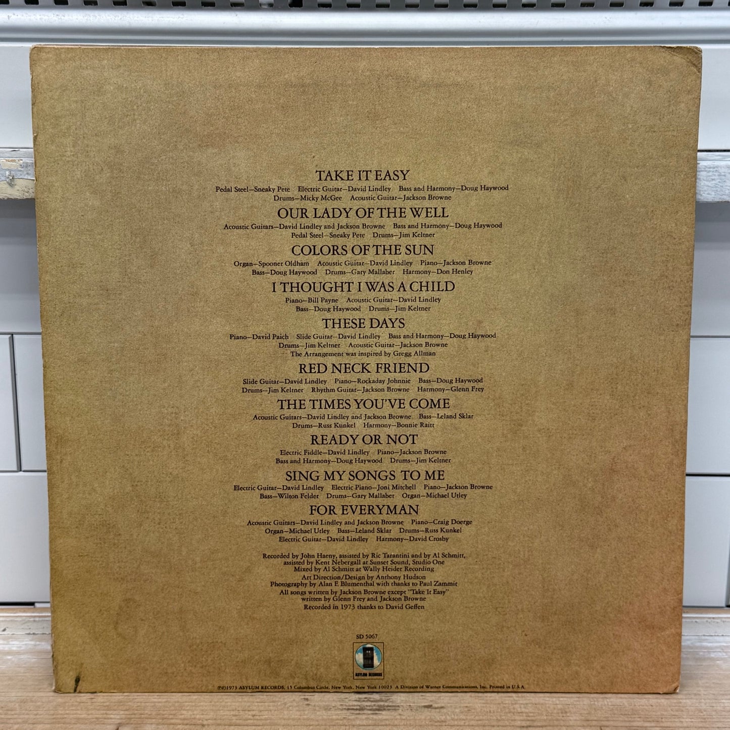 Jackson Browne For Everyman Vinyl Record LP 1973 #SD 5067
