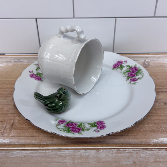 Handmade Porcelain Teacup Bird Display Plate