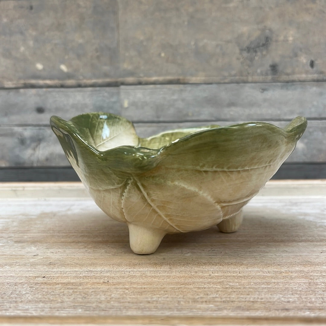 Hand-painted Cabbage Leaf Bowls, Set of 2