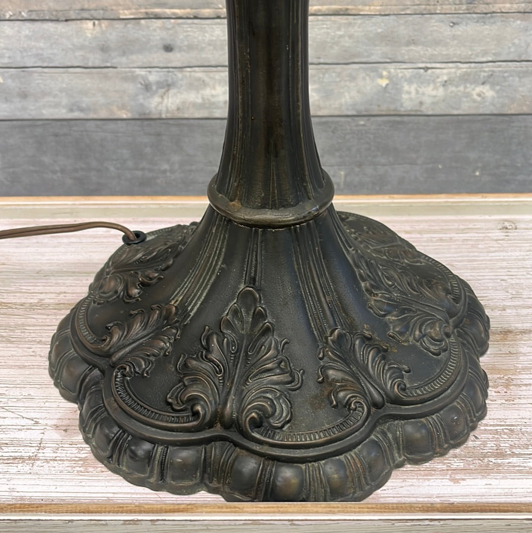 Vintage Leaded Hand painted Slag Glass Lamp, Equestrian Themed