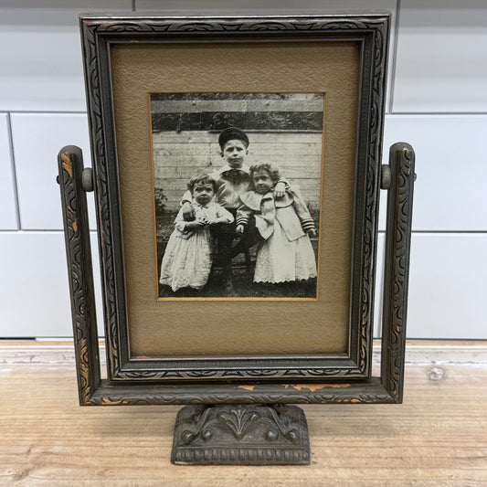 Antique Art Deco Picture Frame with Vintage Family Photo 1920s