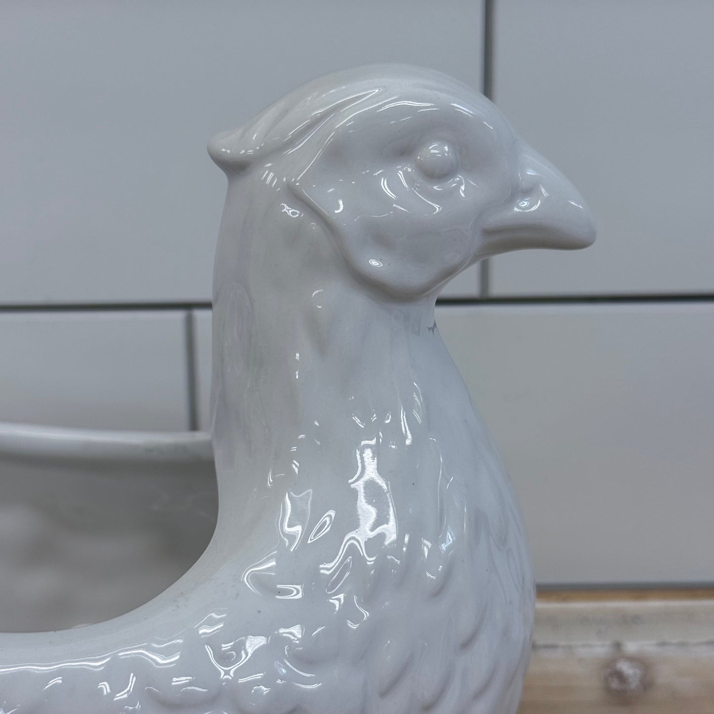 Williams Sonoma Pheasant Ceramic Gravy Boat White Serving Dish