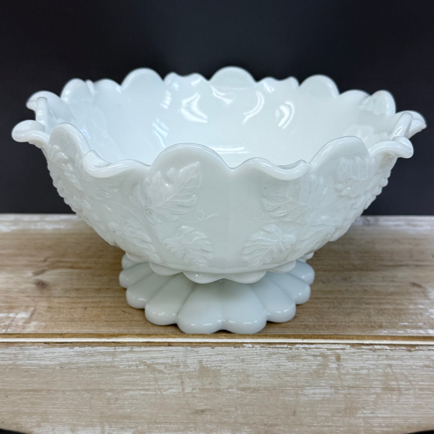 Westmoreland Paneled Grapevine Milk Glass Compote