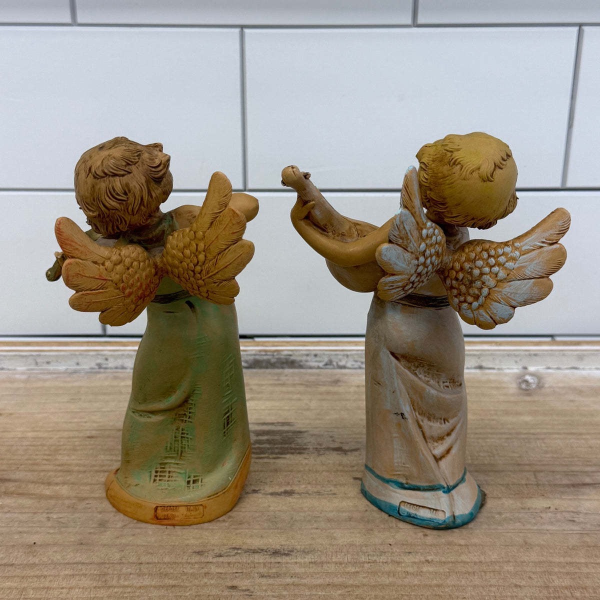 Depose Italy Angel Musician Figurine Pair