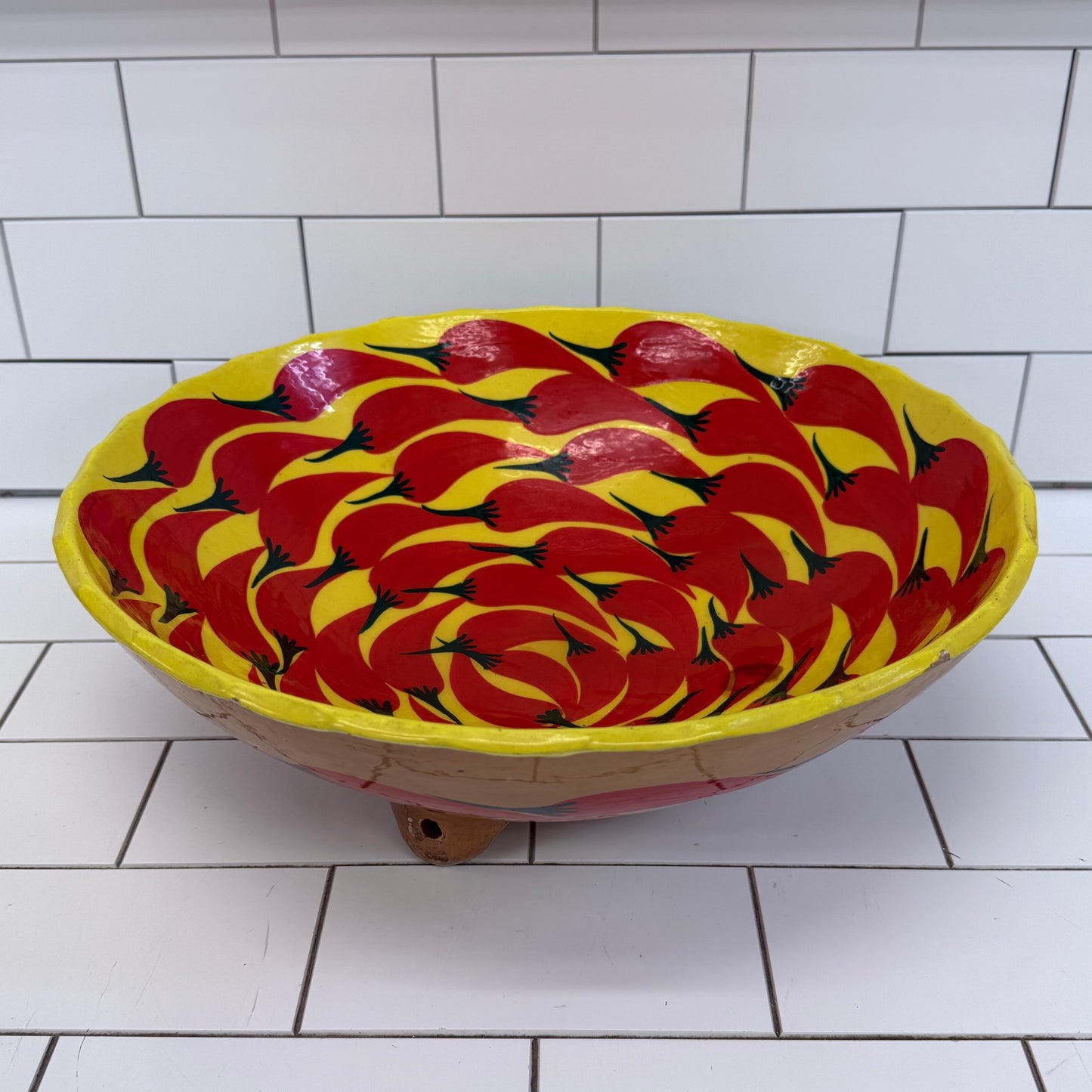 Mexican Art Pottery Chili Pepper Serving Bowl