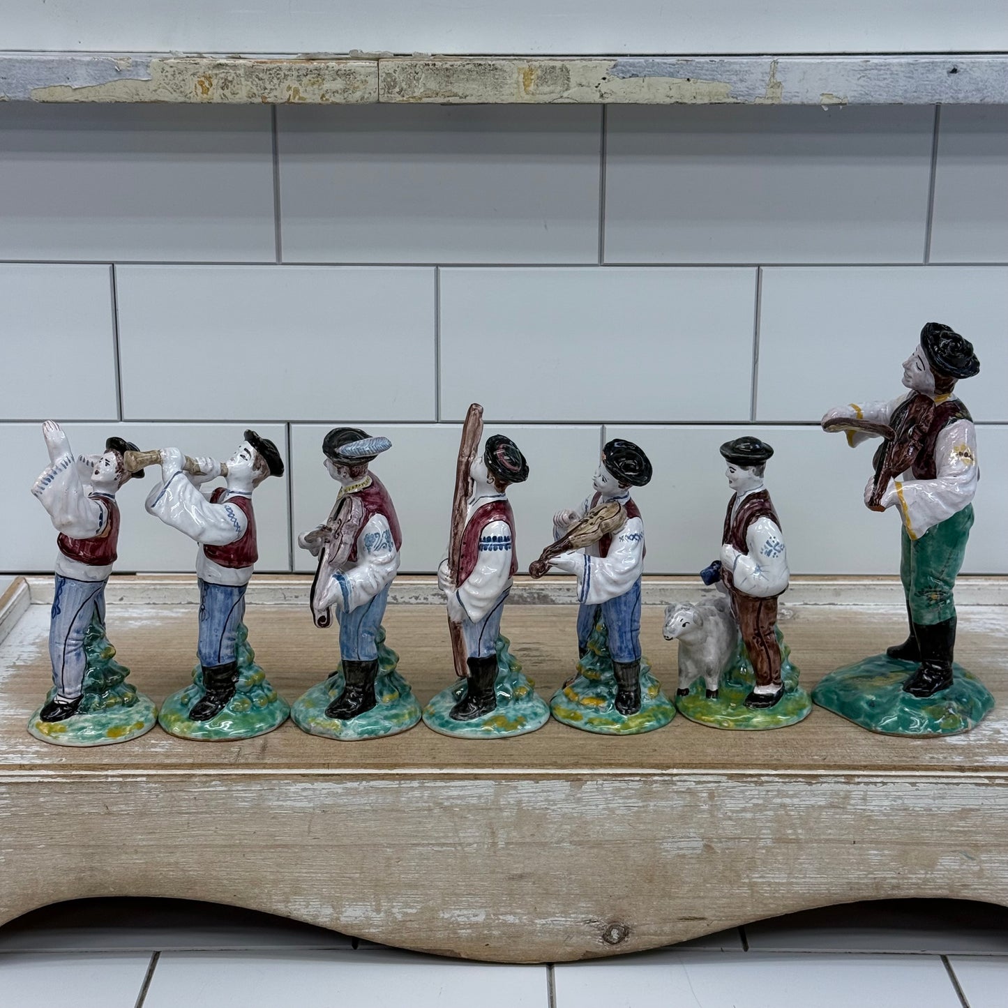 Eastern European Folk Musician Figurines Set of 7 Ceramic 1992