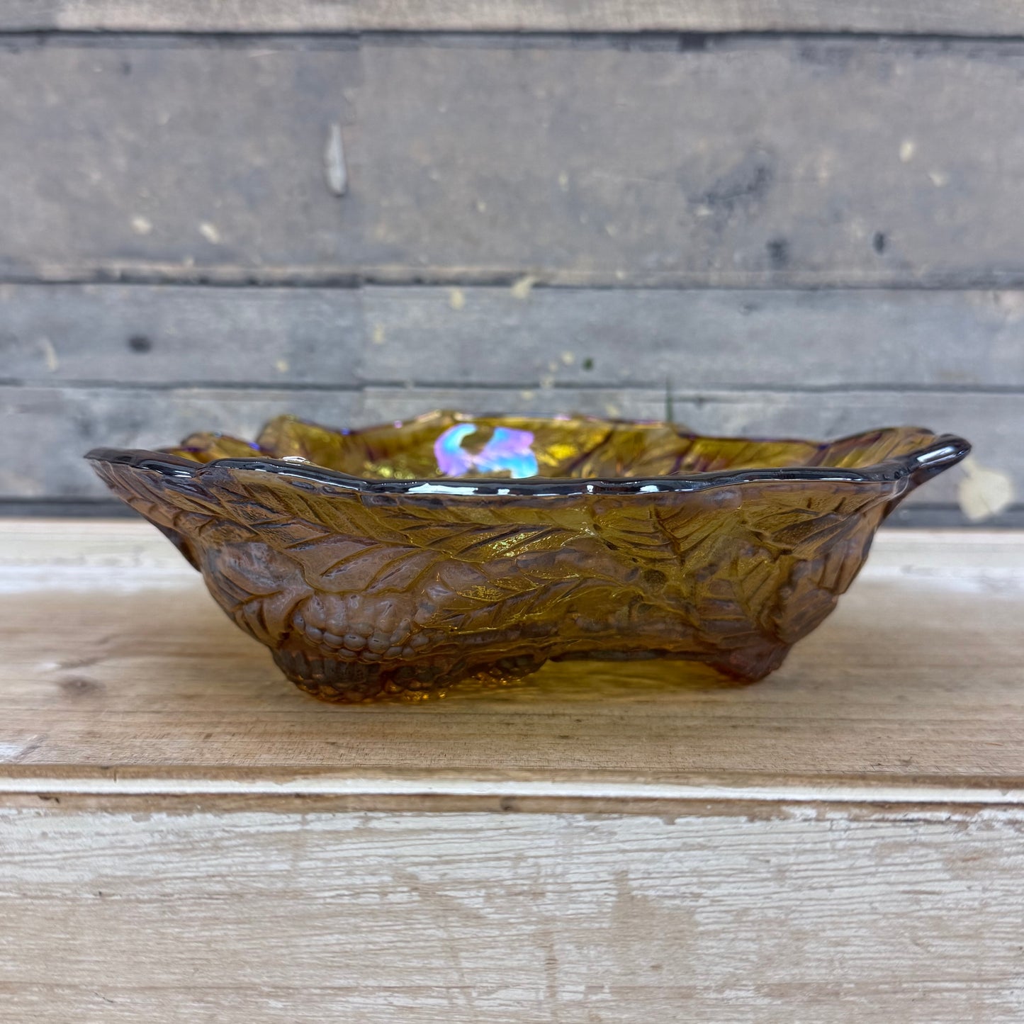 Indiana Marigold Carnival Glass Loganberry Bowl