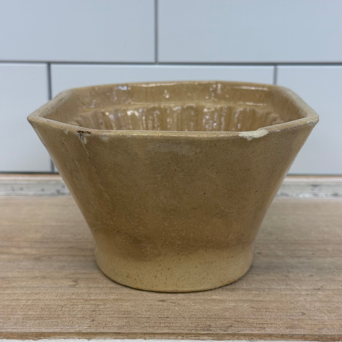 Yellow Ware Ear of Corn Food Mold Stoneware Dish Antique c. 1910s