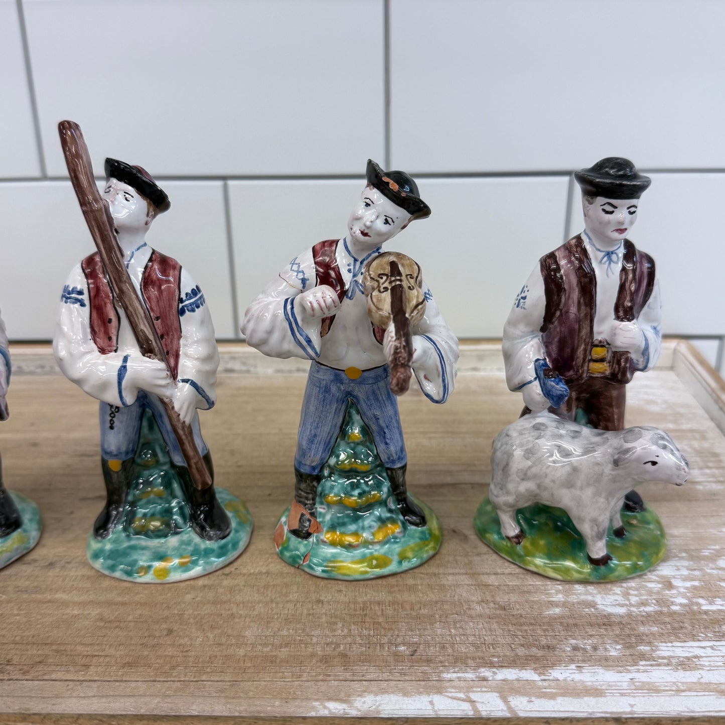 Eastern European Folk Musician Figurines Set of 7 Ceramic 1992