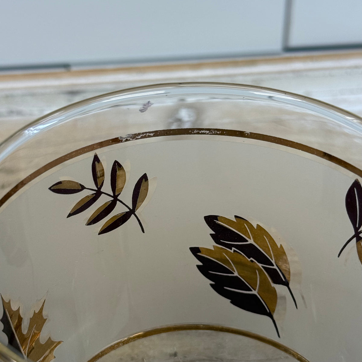 Libbey Golden Foliage Glassware Set of 9 Vintage